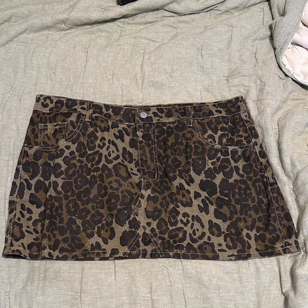 Leopard Print Mini Skirt